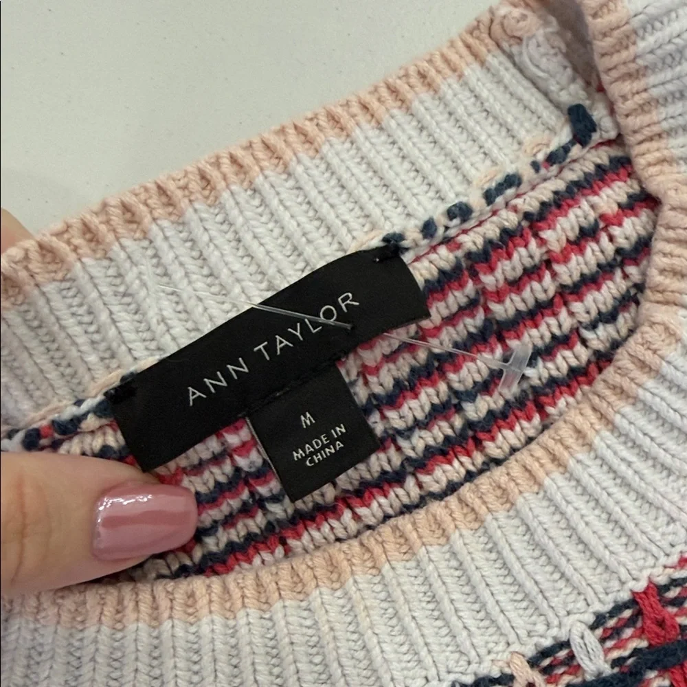 Ann Taylor Multicolor Tweed Short Sleeve Sweater